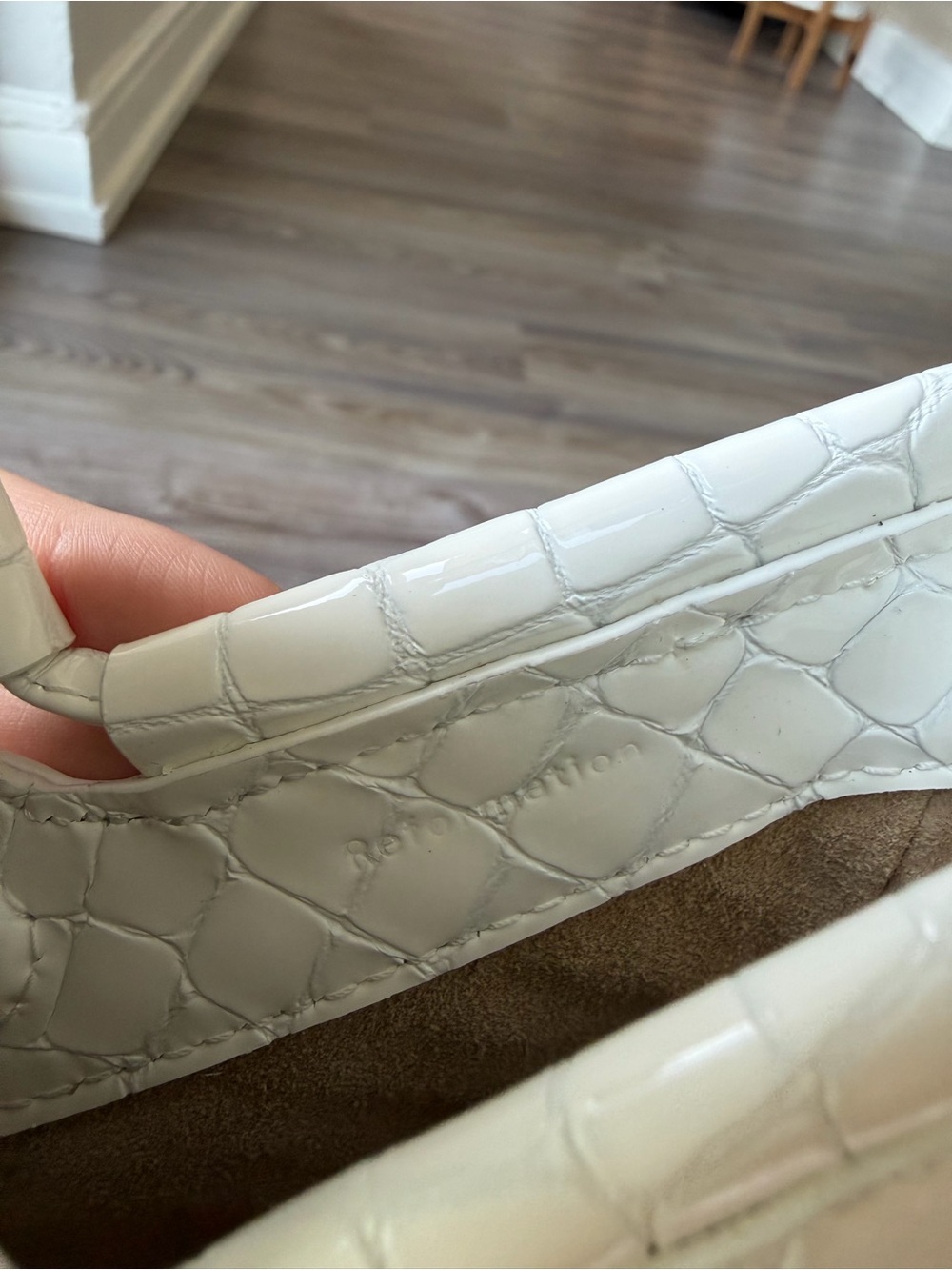 Reformation Chiara Mini White Croc-Embossed Handbag - Picture 5 of 7